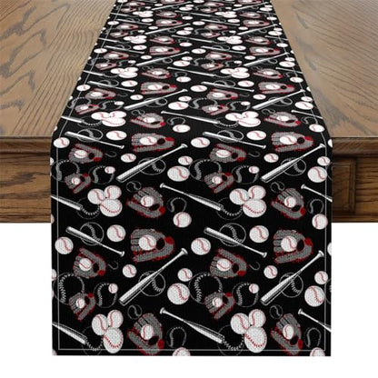 Feelyou Kids Baseball Table Runner, 13"x 71" Sports Theme Table Runners for Table Dresser Runner Cartoon Ball Game for Dinning Kitchen Party Holidays Home Decoration - size: 13" x 91"