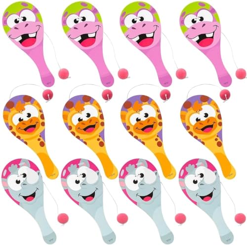 Fun Express 4" x 9" Big Eye Wacky Zoo Animal Paddleball Games - 12 Pieces - style: Big Eye Wacky Zoo Animals
