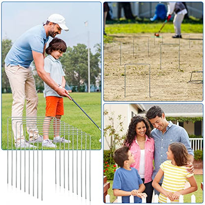 Deekin Set of 9 Croquet Wickets Replacement for Croquet Metal Hoops with Galvanized and Plastic Coating for Family Lawn Backyard Outdoor Game(Square) - style: Square