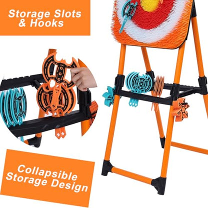 Portable Axe Throwing Game, Throwing Bristle Target with 16 Throwing Axes Set for Backyard, Indoor & Outdoor,Yard Games, Carnival Games