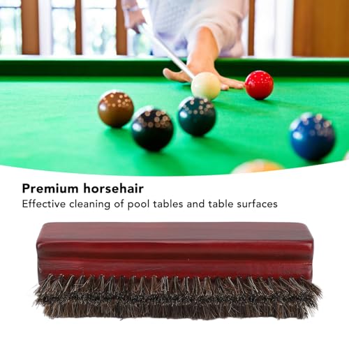 Pool Table Brush, Horse Hair Brush with Wood Handle, 3 Sided Billiard Table Brush for Pool Table Cleaning, Pool Table Accessories, Burgundy