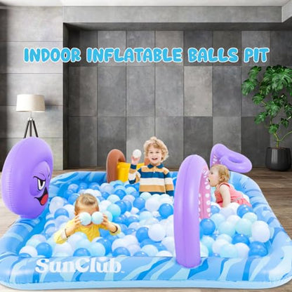 Inflatable Play Center, Inflatable Octopus Spray Pool with Base Pool, Slide, Wooden Block, Octopus Blow up Water Slides for Kids Adults Outdoor Backyard - size: 84"