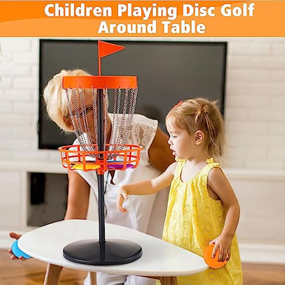 Lenwen 29 Inches Mini Disc Golf Baskets with 10 Flying Discs, Kids Mini Golf Starter Set, for Games Beach Indoor Outdoor Yard