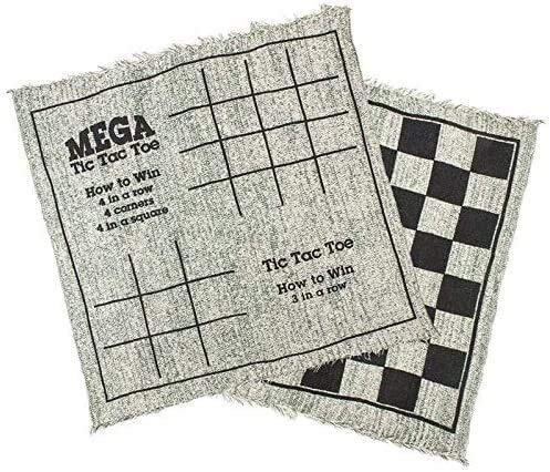 Checkers and Backgammon Giant 3 in 1 Checkers and Mega Tic Tac Toe Reversible Rug - Indoor/Outdoor Jumbo Board Games for Family Fun Parties