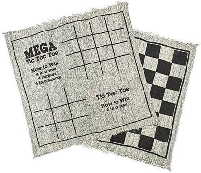 Checkers and Backgammon Giant 3 in 1 Checkers and Mega Tic Tac Toe Reversible Rug - Indoor/Outdoor Jumbo Board Games for Family Fun Parties