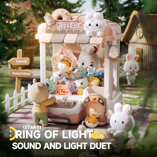 Large Claw Machine Arcade Toy with LED Light & Adjustable Sound,14" Candy Dispenser Toys Mini Vending Gashapon Machine for Kids Christmas Birthday Gifts for Girls Boys Ages 3+(Rabbit) - style: Rabbit