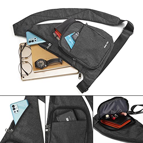 Seoky Rop Waterproof Sling Bag Crossbody Bag for Men Women Slim Hidden Anti-Thief Travel Personal Pocket Dark Grey - color: Dark Grey-2