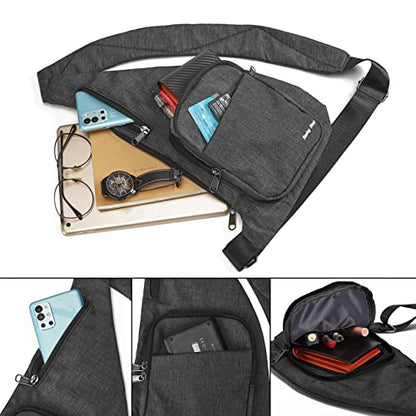 Seoky Rop Waterproof Sling Bag Crossbody Bag for Men Women Slim Hidden Anti-Thief Travel Personal Pocket Dark Grey - color: Dark Grey-2
