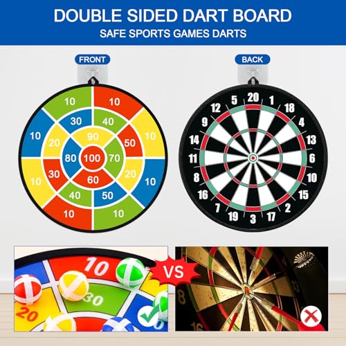 29" Dart Board for Kids, Gifts for 3 to 12 Year Boys and Girls Game Toys | Darts Set Double-Sided with Sticky Balls and Darts, Indoor Outdoor Sport Fun Party Play Parent-Child Activity Game Toys