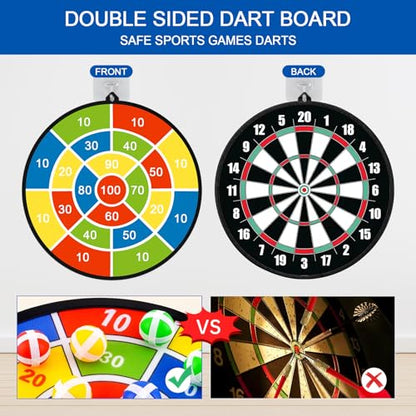 29" Dart Board for Kids, Gifts for 3 to 12 Year Boys and Girls Game Toys | Darts Set Double-Sided with Sticky Balls and Darts, Indoor Outdoor Sport Fun Party Play Parent-Child Activity Game Toys