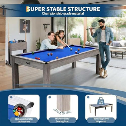 7 FT Pool Table, Complete Set - color: Blue