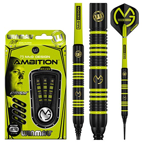 Winmau Darts - Michael Van Gerwen | Mike Maloney | Leonard Gates - Professional Players - Soft Tip Darts - Includes Dart Flights and Shafts - size: 20g
