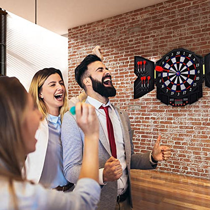 Goplus Professional Electronic Dart Board Cabinet Set Dartboard Game Room LED Display w/ 12 Darts