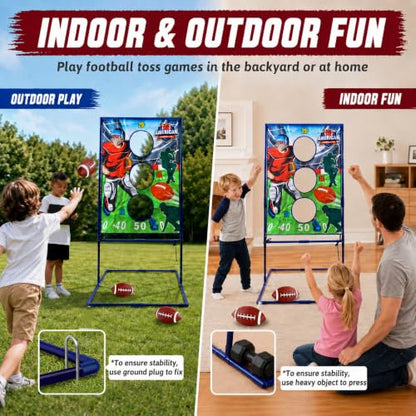 Punieayi Football Toss Game with 4 Inflatable Balls, Football Throwing Target Games for Boys 8-12, Sports and Outdoors Toys for Kids Ages 3+