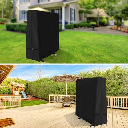 Ping Pong Table Cover, Outdoor & Indoor Waterproof Tennis Table Cover for Folding Ping Pong Table,600D Heavy-Duty All Weather Protection Dust Cover - 64'' x 26'' x 64''