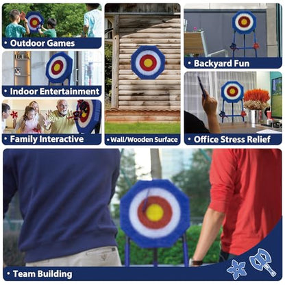 Axe Throwing Game for Backyard, Kids Axe Throwing Game with 4 Axes & 4 Darts, Height Adjustable Axe Throwing Target Set, Safe Indoor & Outdoor Throwing Axe Set for Family Fun