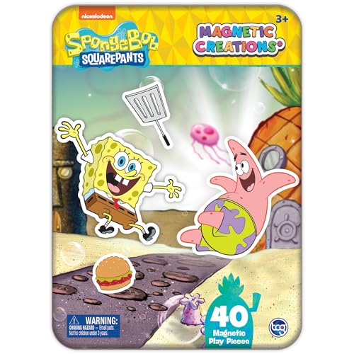 Spongebob Squarepants - Magnetic Creations Tin - Dress Up Play Set - Includes 2 Sheets of Mix & Match Dress Up Magnets with Storage Tin. Great Travel Activity for Kids and Toddlers! - style: Spongebob