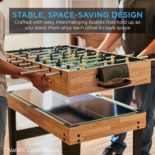 Best Choice Products 2x4ft Combo Game Table Set for Home, Game Room, Friends & Family w/Hockey, Foosball, Pool, Shuffleboard, Ping Pong, Chess, Checkers, Bowling, and Backgammon - color: Black / Walnut