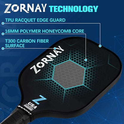 Beginner Carbon Fiber Pickleball Paddles Set of 2 Pack, 16mm Control, USAPA Approved Lightweight Pickle Ball Rackets, Indoor Outdoor Racket Friendly Gift for Beginners, Men, Women, Couple