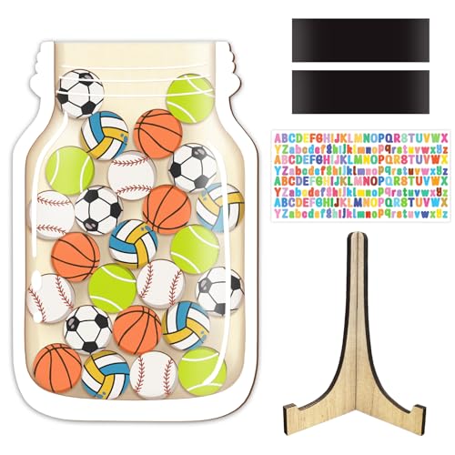 1 Set Magnetic Reward Jar for Kid Behavior Classroom, Personalized Sports Baseball Reward Jar Magnetic for Student Awards Home, Positive Behavior Training Tool for Potty Training Chore Chart - color: Ball Game