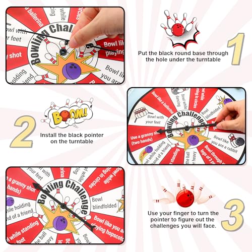 HyDren Bowling Challenge Game Spinner for Mini Party Favors Bowling Birthday Party Favors Birthday Supplies for Boys Girls