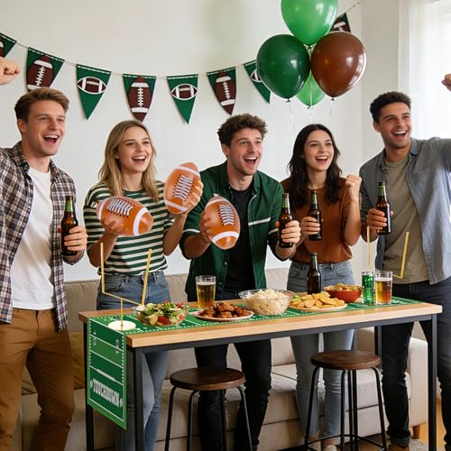 6 Pcs Metal Football Goal Post Party Decorations Kit Includes 2 Metal Football Field Goal Post Centerpieces 1 Sport Field Table Runner 3 Mini Balls for Sports Theme Game Day Birthday Party Table Decor