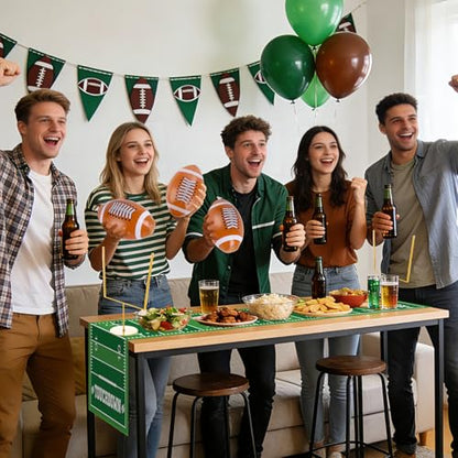 6 Pcs Metal Football Goal Post Party Decorations Kit Includes 2 Metal Football Field Goal Post Centerpieces 1 Sport Field Table Runner 3 Mini Balls for Sports Theme Game Day Birthday Party Table Decor