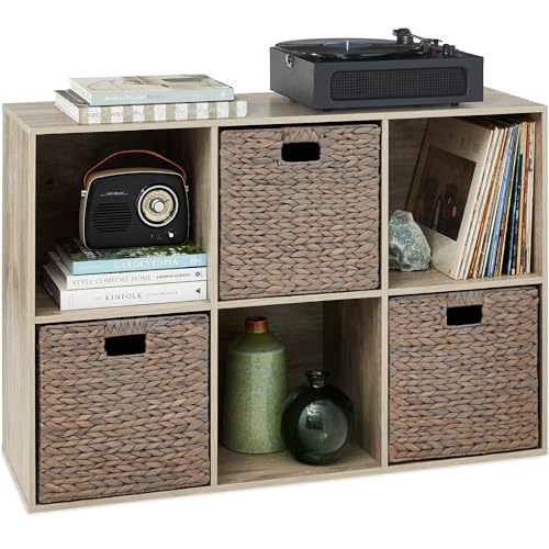 Best Choice Products 6-Cube Storage Organizer, 13.5in Shelf Opening, Bookcase, Display Shelf, Customizable w/ 3 Removable Back Panels – Greige - color: Greige, size: 6-Cube, 13.5in Shelf Opening