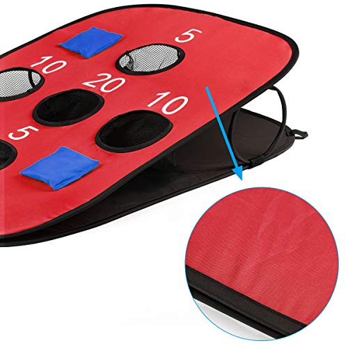 G4Free Portable Collapsible 5 Holes Cornhole Game Set with 8 Bean Bags Carrying Case Toss Game Size 3ft x 2ft for Camping Travel