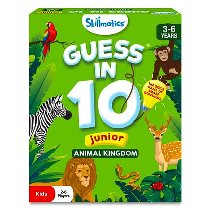 Skillmatics Guess in 10 - Animal Kingdom, Card Game for Preschool Kids, Girls & Boys, Fun Travel Game & Gifts for Ages 3, 4, 5, 6 - style: 3. Junior Animal Kingdom