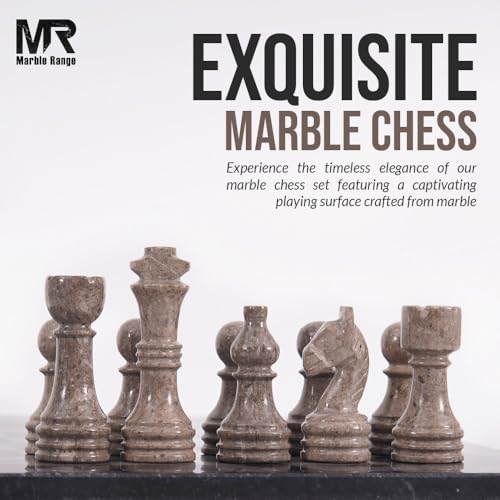 Marble Chess Set 15" Inches Black and Oceanic with Storage Box and 2 Extra Queen Handmade Luxury Board Games for Adults, Ideal Marble Chess Board Game Set & Chess Pieces - color: Black & Oceanic