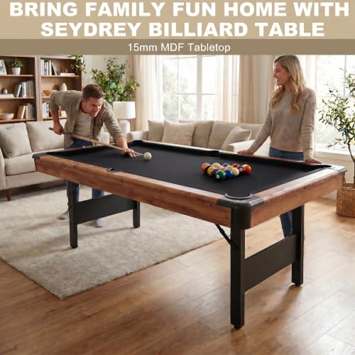 Seydrey 6-Foot Portable Foldable Pool Table with All Accessories – Compact Billiards Table for Home, Game Room, Apartment - color: Single Wood