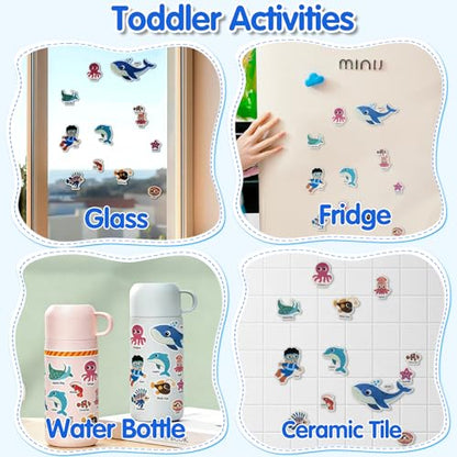 6 Sets Reusable Sticker Book for Kids, Puffy Jelly Stickers for Toddlers, Travel Essentials Craft Activities Toys for Boys Girls Birthday Gifts - color: 6 Sets - Animals/Vehicles/Insects/Ocean/Profession/Fruits & Vegetables