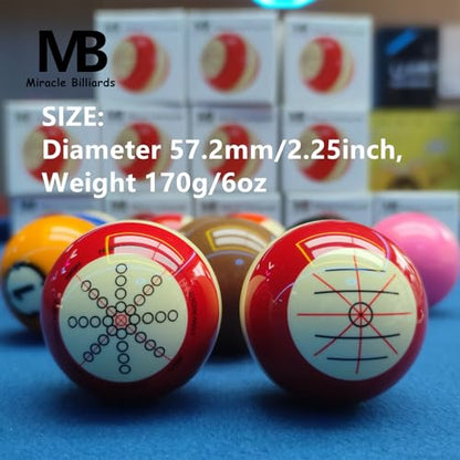 Billiards Cue Ball Pools Balls Practice Training Artifact with Training Guide Professional Cueballs for Precision Billiard Pool Accessories Used in Eight Balls, Home use or Coaching (2-1/4'', 6 oz)
