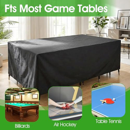 7 ft 90.6x57.9x28.0 Inches Universal Pool Table Cover Waterproof Windproof 420D Outdoor Furniture Covers Table Protector for Snooker, Patio Furniture, and Chairs