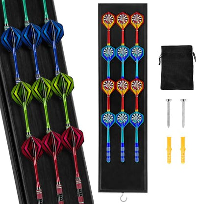 Darts Caddy Wall Mounted Wooden Darts Holder with Metal Hook Space Saving Storage Rack for Game Room Apartment(black,1)