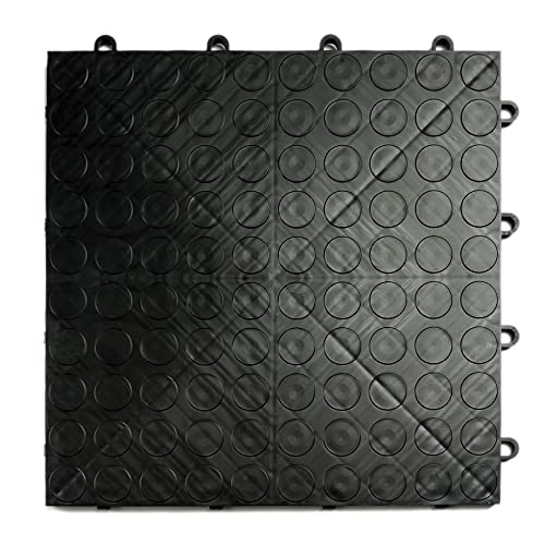 Big Floors GarageDeck Garage Floor Tiles, Interlocking Garage Flooring, Coin Pattern Non-Slip Heavy-Duty Copolymer Modular Tile (Black, 48 Pack of 12 x 12" Tiles, 48 Sq Ft) - color: Black, size: 48 Pack