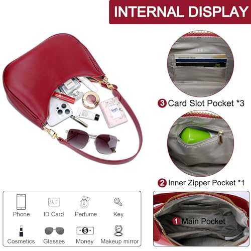 KKXIU Shoulder Bag for Women Cute Hobo Purses and Handbags Retro Clutch Underarm Purse | Cute - color: Red