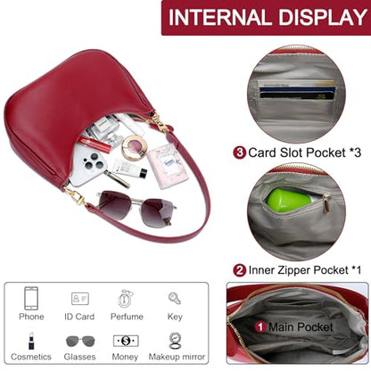 KKXIU Shoulder Bag for Women Cute Hobo Purses and Handbags Retro Clutch Underarm Purse | Cute - color: Red