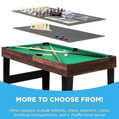 Best Choice Products 2x4ft Combo Game Table Set for Home, Game Room, Friends & Family w/Hockey, Foosball, Pool, Shuffleboard, Ping Pong, Chess, Checkers, Bowling, and Backgammon - color: Walnut