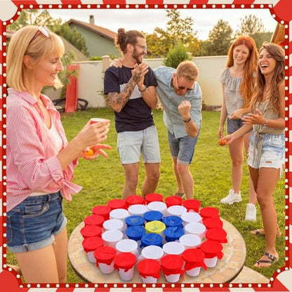 Domensi 60 Pack Carnival Party Game Punch Game Set DIY Prize Punch Boxes Includes Plastic Cups Tissue Paper Rubber Bands Blindfolds and Red Pens for Carnival Circus Activities Party Favors Supplies