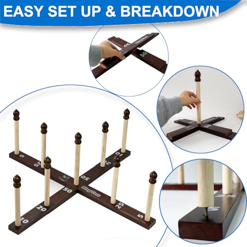 Wooden Ring Toss Game, Rings Throwing Game with Carry Case