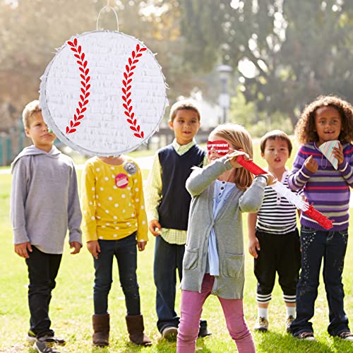 Deekin Small Piñata Baseball Piñata with Stick Blindfold Confetti for Sports Theme Party Decoration Supplies - style: Baseball