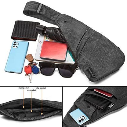 Seoky Rop Slim Sling Bag Small Ultra Thin Water Resistance Crossbody Chest Shoulder Backpack Personal Pocket Bag Blue - color: Blue-1