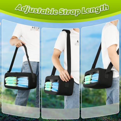 Cosmos Cornhole Bag Carrying Case Corn Hole Bean Bag Holder Carrier Holds 8 Bean Bags, Portable Storage Organizer Bag with Detachable Divider and Adjustable Strap for Men and Women