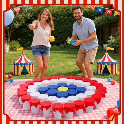 Domensi 60 Pack Carnival Party Game Punch Game Set DIY Prize Punch Boxes Includes Plastic Cups Tissue Paper Rubber Bands Blindfolds and Red Pens for Carnival Circus Activities Party Favors Supplies