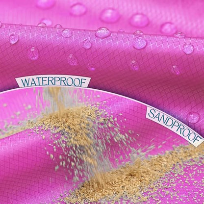 BYDOLL Beach Blanket Waterproof Sandproof Large Sand Free,78''X81''/10'X9' Oversized Sandless Lightweight Blanket Picnic Mat for Beach Travel Camping Hiking with Stakes - color: Raspberry, size: 10'X9'