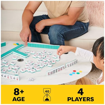 Spin Master Games Legacy Deluxe Mah Jong Classic Game with Two-Toned Tiles and Lined Wood Storage Case, Family Game for 4 Players Ages 8 and up - color: Mahjong
