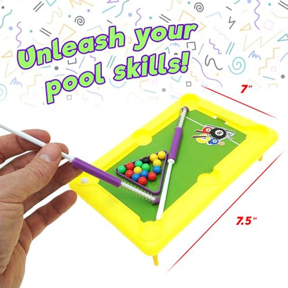 JA-RU 12 Inch Mini Pool Table Set (Mini Billiards) w/ 2 Cue Stick & Pool Balls. Portable Travel Size Mini Arcade Game. Office Desk Toys & Tabletop Games. Party Favors. 209 - style: 1 Pack