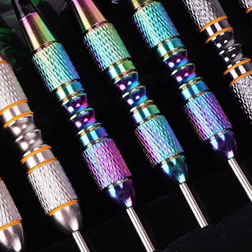Turnart Darts Metal Tip Set - Steel Tip Darts Darts Set Professional Metal Darts 12 pcs 22/24 Grams Pro Dart Set with Stylish Case Aluminum Shafts Extra 9 Flights - color: Purple
